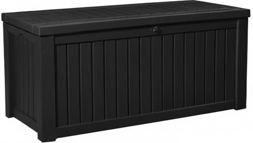 Centurion Supports TUNGSTEN 450 Litre 119 Gallon Waterproof Extra Large Lockable Easy-Open Garden Storage Box in Black