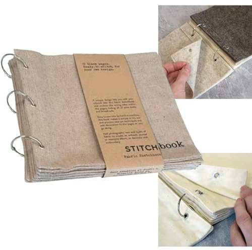 higyee Leeres Stoff Skizzenbuch – Einzigartiges Skizzenbuch | Tragbares Blanko Stoff Skizzenbuch, Leinen Stichbuch | Art Journaling Skizzenbuch Aus Stoff Zum Zeichnen Und Schreiben