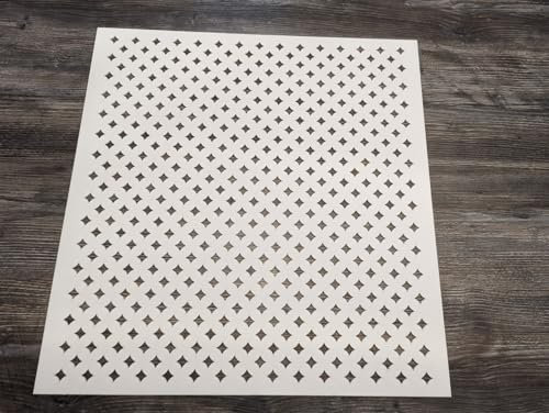 Wooden mesh Decorative Panel, Wall partition, Radiator Cover Grille, Cut-Outs, Kitchen Furniture, Laser Cut in 3mm Thick MDF (Size 1200mm x 620mm) Stellar Pattern ST2. Made in The UK. (Primed White)