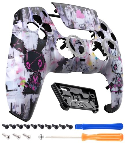 eXtremeRate Luna Cover per ps5 Controller Joystick,Shell Frontale Touchpad Ricambio,Scocca Ridisegnata&Anelli per ps5 Joypad BDM 010/020/030/040/050-Coniglietti Punk