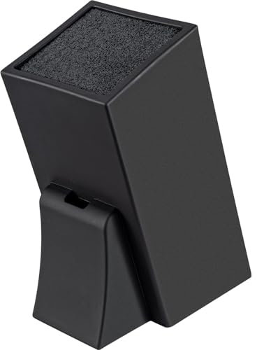 G.a HOMEFAVOR Universal Knife Block, Wood Knife Organizer with Removable Plastic Bristles, Knife Holder for Kitchen Counter, Knife Storage Rack Without Knives, Black