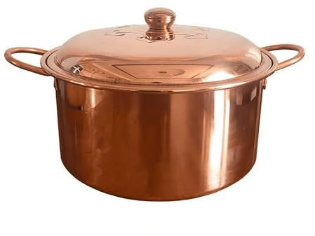 YLFFFZXK Extra-thick Copper Hot Pot Handmade Copper Pot Pure Copper Tin Lined Cooking Pot, Copper Vintage Cooking pot, Modern Copper Cookware, Handcrafted Copper Pot shabu Lamb Soup Copper Pot,26cm