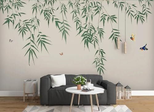 Carta Da Parati Fotografica 3D Nuova Parete Di Sfondo Cinese Dipinta A Mano Con Fiori Di Bambù E Uccelli 200x140cm Soggiorno Camera Da Letto Giungla Natura Poster Gigante Design Murale