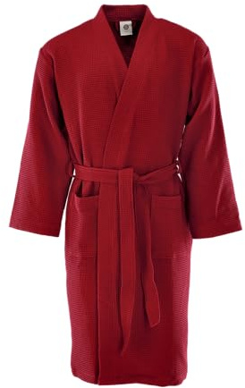 FC Bayern München Bademantel Waffelpiqué Unisex (Rot) I Leichter Bademantel für Damen & Herren mit Schalkragen & gesticktem Logo I Offiziell lizenziert