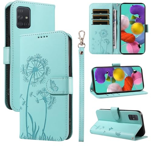 Bravoday Handyhülle für Samsung Galaxy A71 4G Hülle, Premium PU Lederhülle Klappbar Tasche Klapphülle mit Magnet Kartenfach Standfunktion Schutzhülle für Galaxy A71 4G, Grün