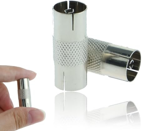 2Pcs TV Aerial Connector Cable Adaptor, Female To Female 9.5mm TV Aerial Coaxial Couplers, TV Satellite Antenna RF Coax Adapter Connector