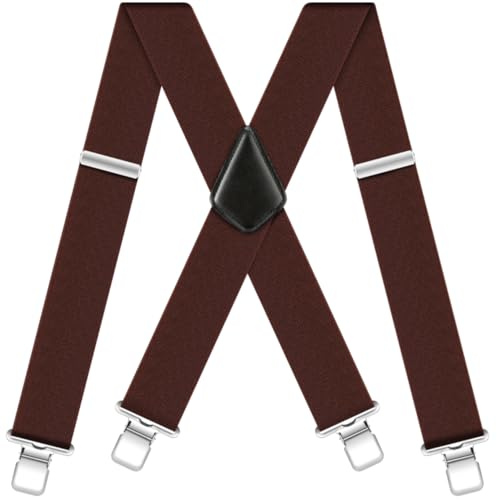 Men's Braces for Trousers 5cm Wide 4 Metal Clips X Style