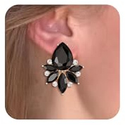 EVER FAITH Vintage Strass Ohrclips Kristall Cluster Teardrop Art Deco Ohrringe für Damen Ohne Ohrlöcher Hochzeit Party Braut