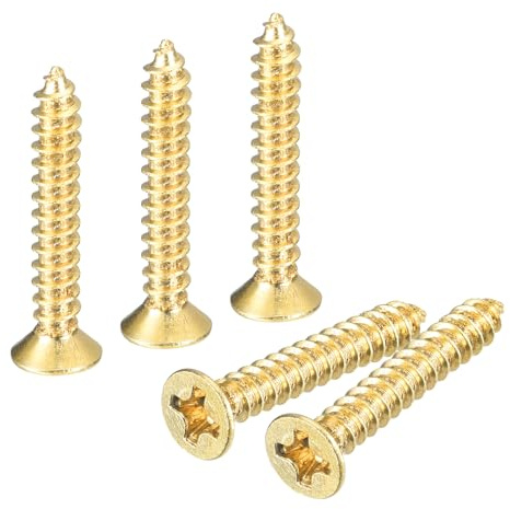 sourcing map 60 tornillos de latón para madera, tornillos autorroscantes Phillips de cabeza plana M3 x 20 mm para bisagras de puerta, muebles de madera, electrodomésticos