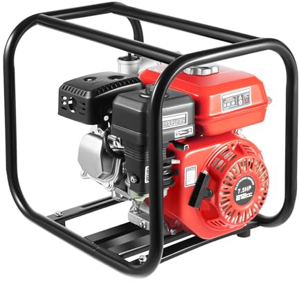 Bomba de agua gasolina bomba de motor de 4 tiempos 7.5 hp 3600 rpm bomba de estanque con tubería de agua de 7,5 m caudal de entrada y salida de 2 pulgadas: 25m³/h