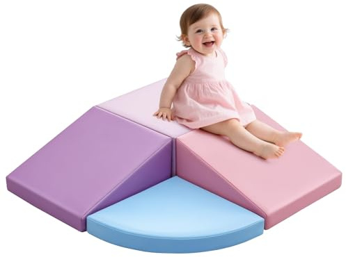 Juego de 4 Bloques de Espuma para Niños: Cuero sintético Bloques Psicomotricidad Infantil - Set de Escalada Escalera Rampa Extendida para Interior Infantil para Escalar y Niños (Púrpura)