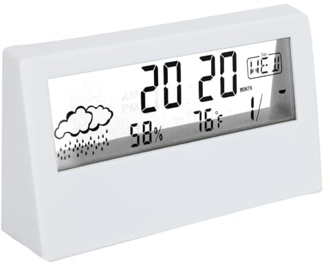 Reloj Despertador Digital, LED Pantalla Reloj Alarma Inteligente con Temperatura, Sensor de Brillo, 12/24 Horas, Función Snooze y Alarma para Dormitorio, Hogar, Oficina(Blanco)