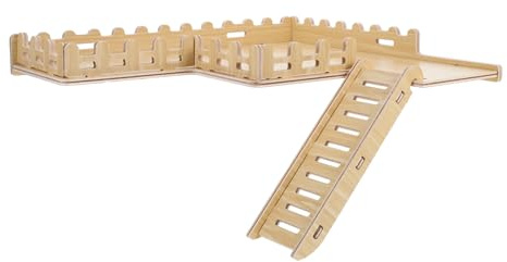 CIYODO Hamster Holzplattform Mit Leiter Und Zaun Stabile Kletterplattform Für Zwerghamster Rennmäuse Und Mäuse Käfigzubehör Für Kleintiere Interaktiver Aktivitätsspielplatz
