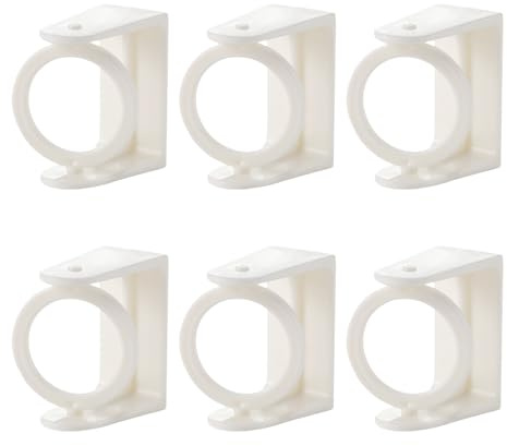 No Drill Curtain Pole Brackets, 6 Pcs Curtains Rod Holder Self Adhesive Curtain Hooks Towel Pole Holder Wall Fixing Rod Hangers Hooks with Rotating Ring for Bathroom Kitchen