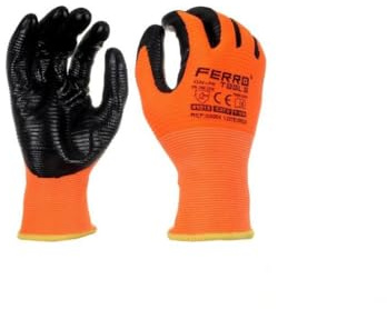 DRW Guantes Trabajo nitrilo sin Costura 4121X Grip 13 Naranjas 12 Juegos Talla M