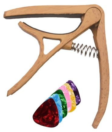 Gitarren-Capos Stimmgerät-Klemmclip Tragbar Schnellwechsel Leicht Robust | E-Gitarren-Kapodaster mit 6 Plektren Tragbare Klemme, Einstellbare Präzise E-Musik Performance Spieler, Anfänger Männer F