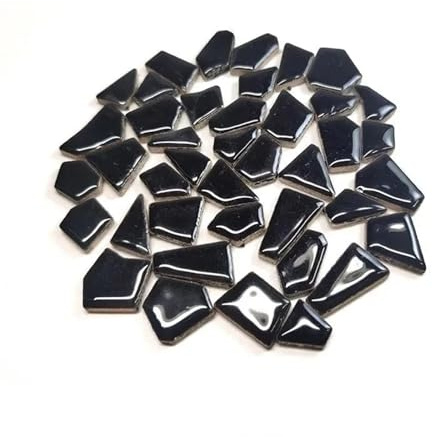 Selbstklebende Mosaikfliesen 80 g/2,82 oz (ca. 50–70 Stück) Porzellan-Mosaikfliesen, 1–2,5 cm, 0,4 mm Dicke, Keramik-Mosaiksteine, DIY-Mosaik-Bastelmaterial(Black)