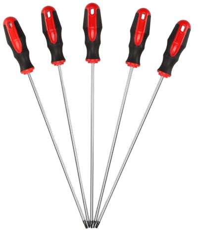 CHUENHEI Juego de 5 Destornilladores Torx Extralargos Magnéticos T15-T30, Acero S2 con Hoja 300 mm para Reparación Coches, Mecánica, Bricolaje