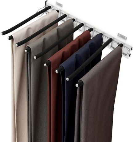 Hosenaufhängung Ausziehbar, Hosenhalter für Kleiderschrank 9 Balken Hosenauszug für Kleiderschrank Hosenaufhängung Platzsparend Einbau Rechts/Links (Links)