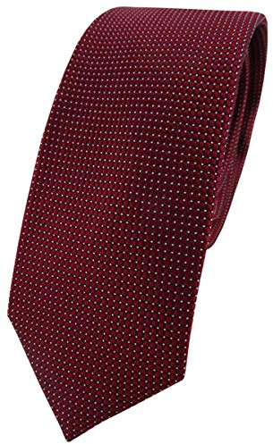 TigerTie – Cravatta sottile di design, in seta, con motivo a pois rosso, bordeaux, argento. Taglia unica