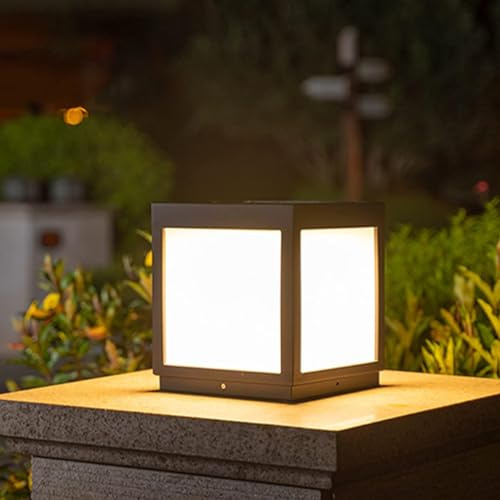 QEGY Luces de Poste Exteriores Moderno, LED Faros de Columna Impermeable Puerta Villa Hotel Paisaje Patio Lámpara de Jardín Terraza Luces de Camino Negro Lámparas de Pie