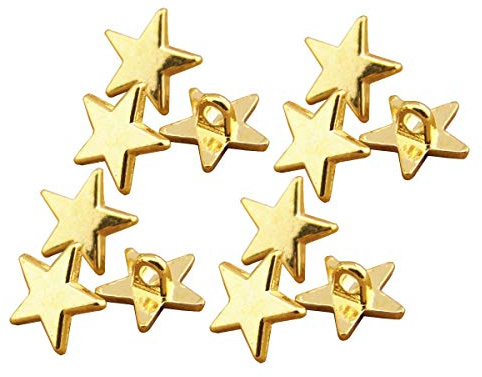 Rechere Metallknöpfe, Pentagramm, Sternform, zum Basteln, Nähen, Verzieren, 12 Stück 11mm gold