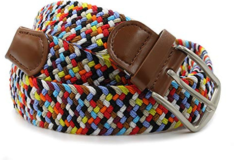Gloop Unisex Elastischer Ledergürtel Geflochtener Stretchgürtel Dehnbarer Stoff Leder Gürtel für Damen und Herren