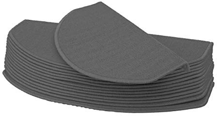 Mendler 15er-Set Stufenmatte HWC-G49 65x25cm - halbrund, grau | Treppenteppich, Treppenschutz, Treppenmattenset