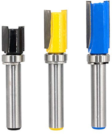 Saipor 3 Stück Bündigfräser 8mm Schaft Nutfräsen Holz Fräser Router Bit | Oberfräser Flush Trim Router Bit Kopierfräser Holzbearbeitung Fräswerkzeuge für Trimm Carving Tool