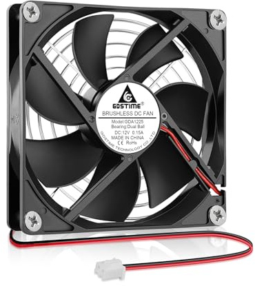 GDSTIME Lüfter 120mm 12V PC Lüfter 120mm 2 Pin 120x120x25 Doppelkugellager | lüfter 12v 120mm 2pin 12v lüfter 120x120x25 Gehäuselüfter 2000 U/min für PSU Wechselrichters Netzteil Kühlschrank Verstärker