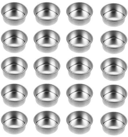 Uonlytech 20pcs Candle Holder Metal Tea Light Candle Holders Round Candle Cup DIY Handmade Iron Art Holder Case Wax Candles Supplies for Home Wedding Party