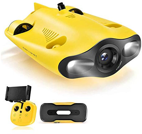 ADZHY Mini Drone Subacqueo, Videocamera Subacquea 4K UHD, Telecomando e Telecomando App, Streaming Live, Blocco Inclinazione Regolabile, Fish Finder, ROV.,100m