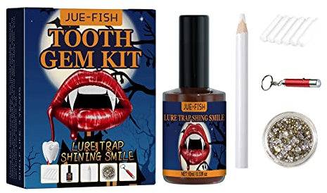JAWSEU Zahnschmuck Set mit Kleber für Zähne, DIY Zahn Edelstein Kit, Teeth Gems Kit Zahnverzierungs-Dekoration, Für Reflektierende Zahnverzierungs-Dekoration
