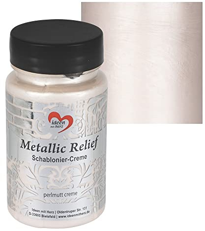 Ideen mit Herz Pasta para estarcir en relieve metálico, pasta de textura fina, 90 ml, a base de agua (crema nacarada)