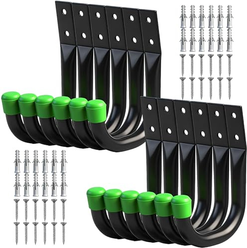 SWANLAKE Heavy Duty Garage Storage Utility Hooks, Utility Hooks for Garage Wall,Color Black (12PCS)