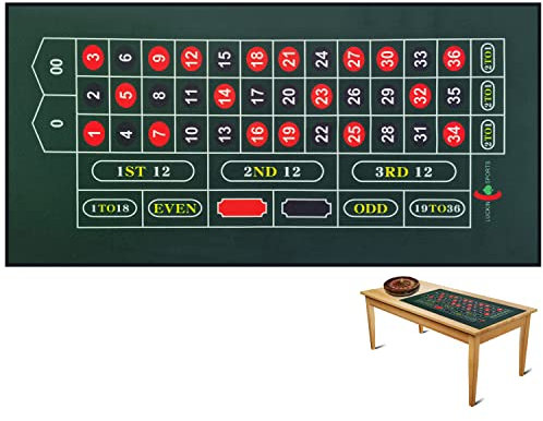 Luckin Sports Professionelles Casino-Roulette und Craps Tisch-Filz-Layout, für bis zu 10 Spieler. 100 % Stoff, wasserdicht und schmutzabweisend, waschbar und bügelbar. (Grün (Roulette))