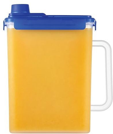 LocknLock Aqua Fridge Door Water Jug | Clear Pitcher | BPA Free Plastic Pitcher with Lid | 1 Gallon Pitcher with Lid for Water, Juice, Tea & More Beverages, Blue