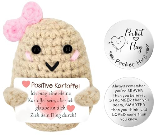 Glücksbringer Positive Kartoffel Pocket Hug Geschenk,Lustig Positive Potato | Glücksbringer Positive Strickwolle Potato Puppe,Beste Freundin Geschenke Mutmacher Geburtstagsgeschenk für Frauen