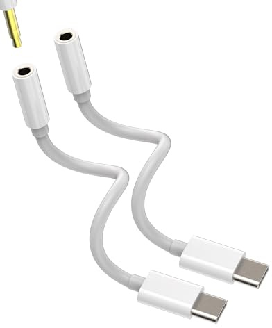 Adaptador USB-C a Jack 3,5 mm auriculares (2 pack)para Apple para iPhone 15 Pro Max Plus para iPad 10 Air4/5 Mini6 Pro 12.9 compatible con Samsung Type C Cable Aux Auriculares Divisor Toma Auto Cables
