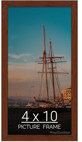 WallsThatSpeak 4x10 Brown Picture Frame, Wall Decor for Art and Photos