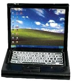 Dolls House Black Laptop Computer Lap Top Miniature Modern Work Study Accessory