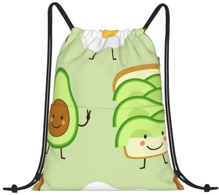 EgoMed Sac à dos à cordon, sac à dos à cordes, sac de sport, sac à cordes, sac de sport, Avocat mignon, pain grillé et œuf frit