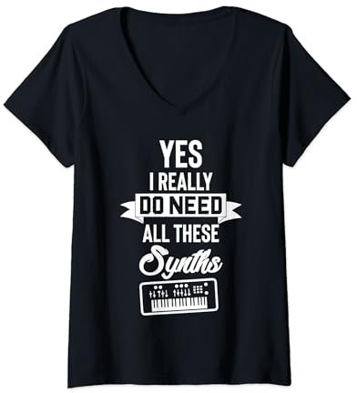 Damen Synth Modular Analog Synthesizer Musikausrüstung T-Shirt T-Shirt mit V-Ausschnitt