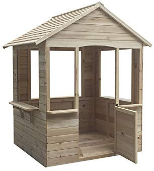 Robincool Casita Infantil de Madera Adele 1,2 m² de 120x108x138 cm Diseño Abierto con Ventanas, Puerta Abatible y Suelo