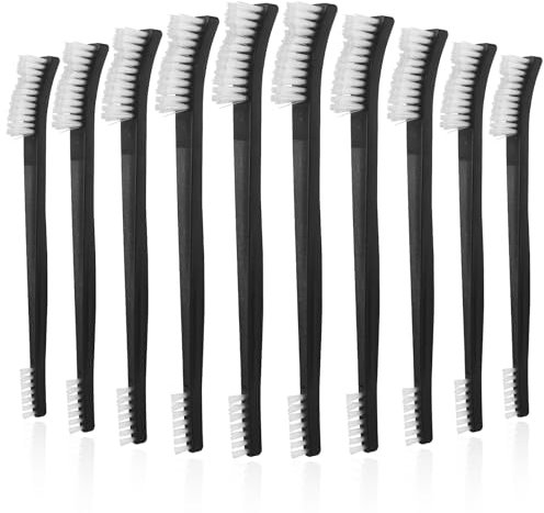 Set di 10 spazzole per la pulizia in nylon double face, con due estremità, mini spazzole multiuso in plastica, con setole rigide, piccole spazzole per fughe per lavello della cucina, bagno