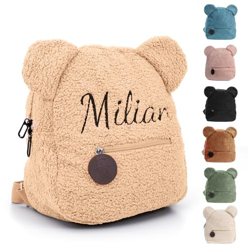 Generisch Personalisierte Kinder Rucksack, Gestickt Kindergartenrucksack Mädchen Und Jungen, Teddy Rucksack Kleinkind Mit Namen Mini Baby Rucksack Kita Und Kindergarten