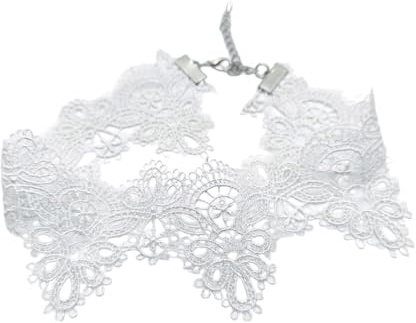 Meiliyizu Spitzen-Choker-Halskette, Vintage-Spitzen-Choker-Halskette, stilvoller Anhänger, verstellbare Länge, elegantes Halsband für Damen, Modeschmuck, Accessoire, Weiß