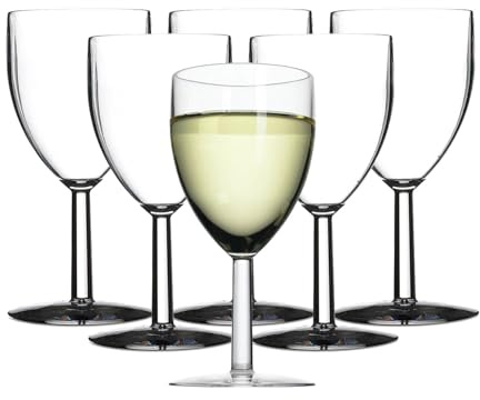 Mepal Lot de 6 verres à vin blanc, 200 ml, en plastique, verres d'extérieur pour le camping et les déplacements, légers et transparents