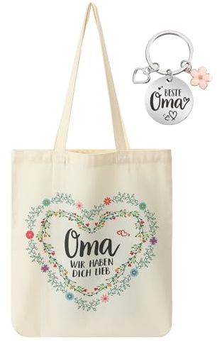 Xialvyu Oma Geschenk Geburtstag Geschenk Jutebeutel für Oma Jutebeutel | mit Schlüsselanhänger,Canvas Stoff,Geburtstagsgeschenk,Muttertagsgeschenk,Geschenk für Oma und Mama,Weihnachten,Muttertag