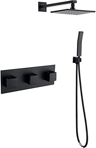 GLJTUO Ensemble De Douche Système De Douche avec Robinet De Douche Ensemble De Douche À Effet Pluie Mural Ensemble Combiné De Douche À 3 Poignées pour Baignoire Et Douche avec Pom,